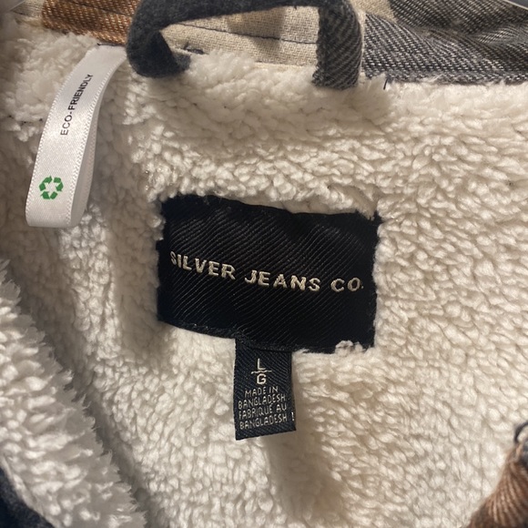 Silver jeans Co fleece lined plaid jacket. Size L - Picture 4 of 8